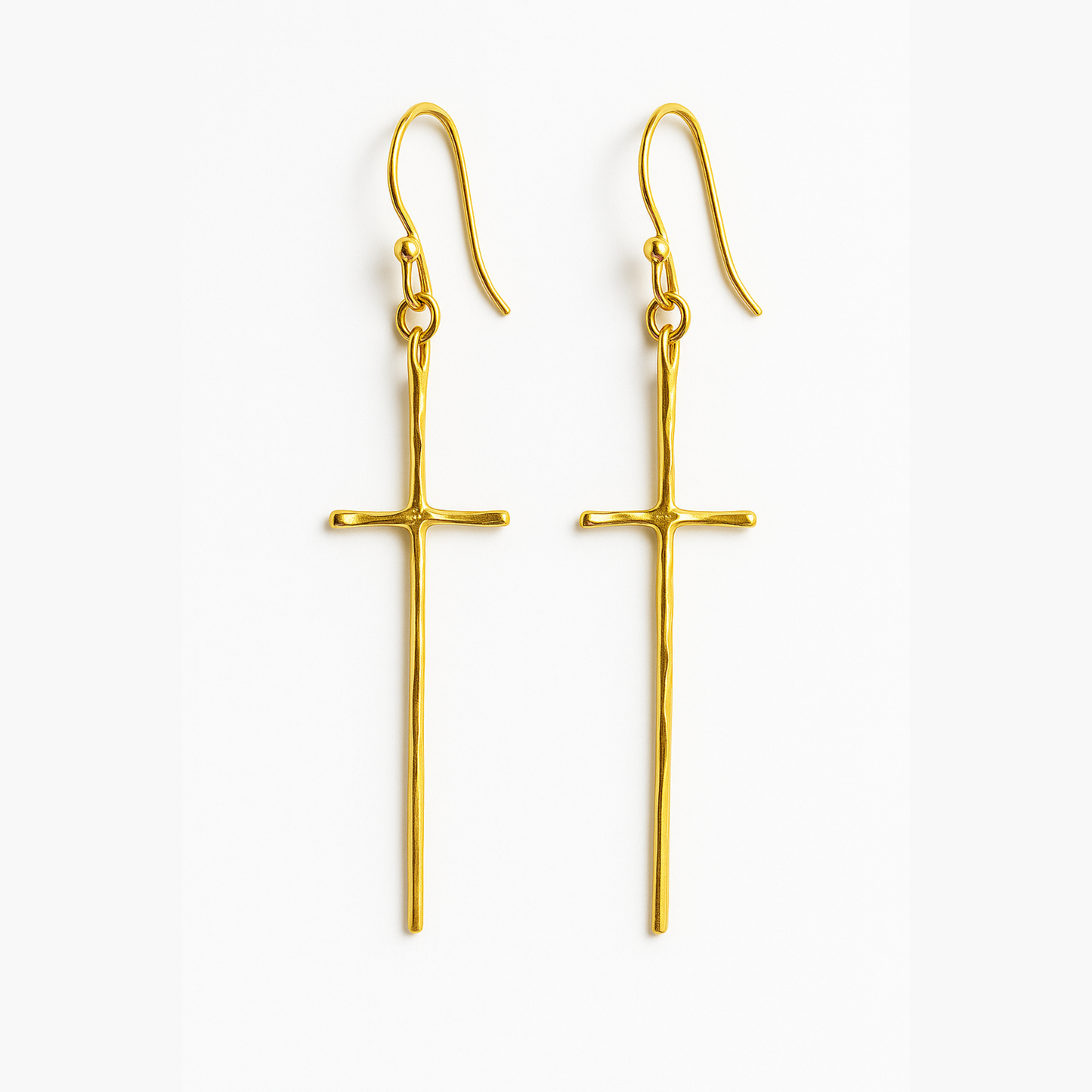 Minimal Molten Cross Earrings