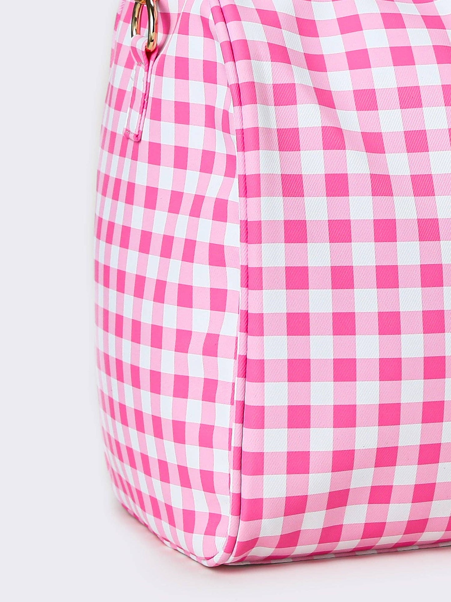 Pink Checkered Canvas Travel Bag