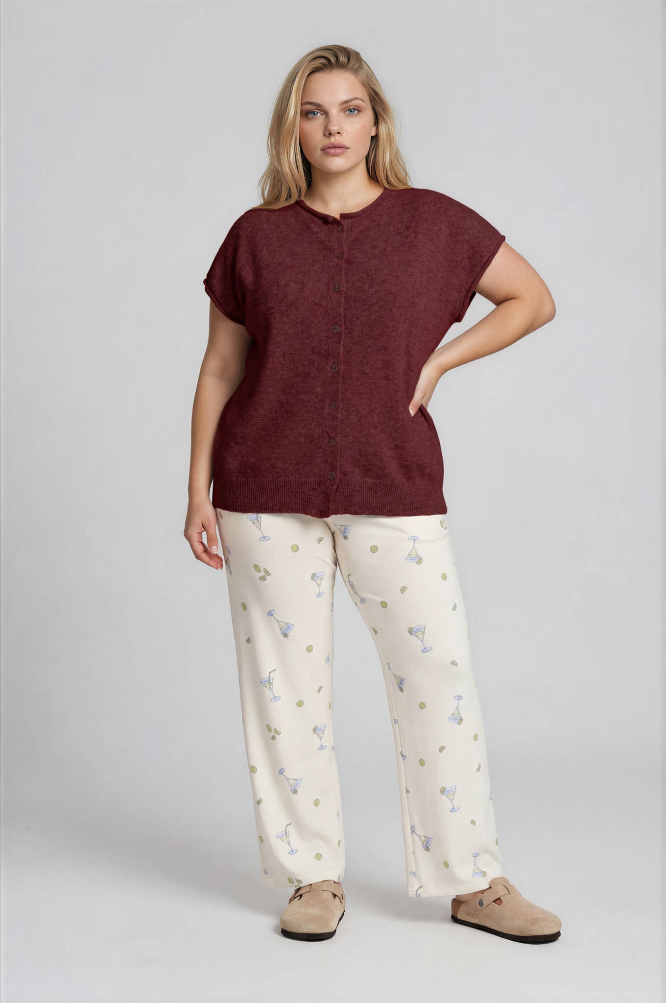 PLUS RAW EDGE SHORT SLEEVE CARDIGAN