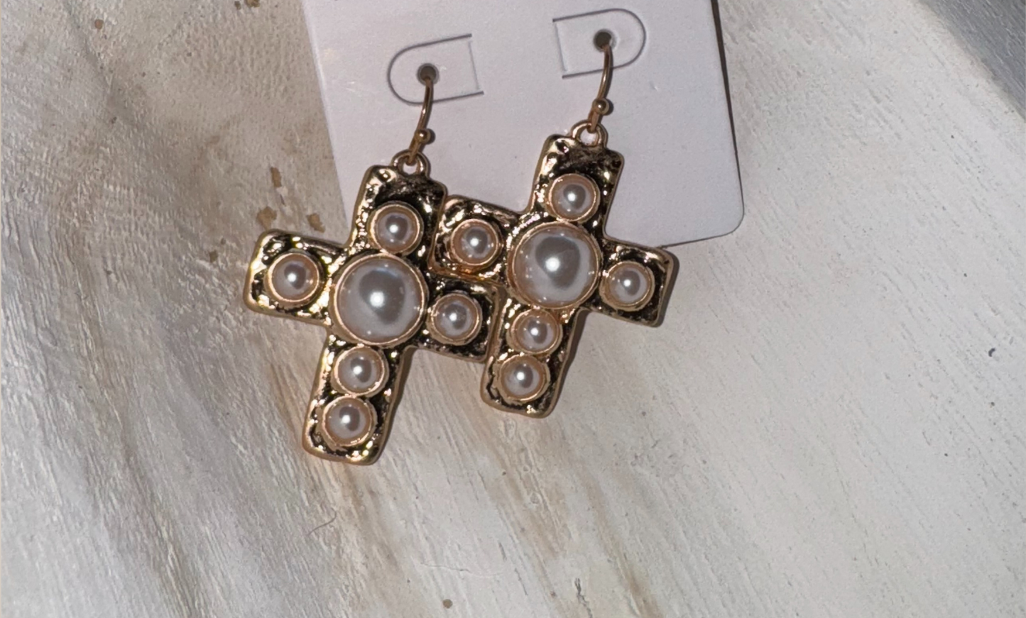 Cross with Pearls Earring