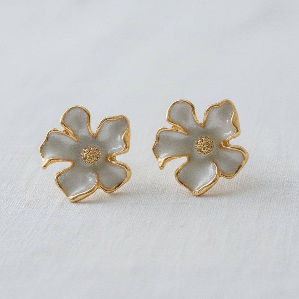 French Gardenia Stud Earrings