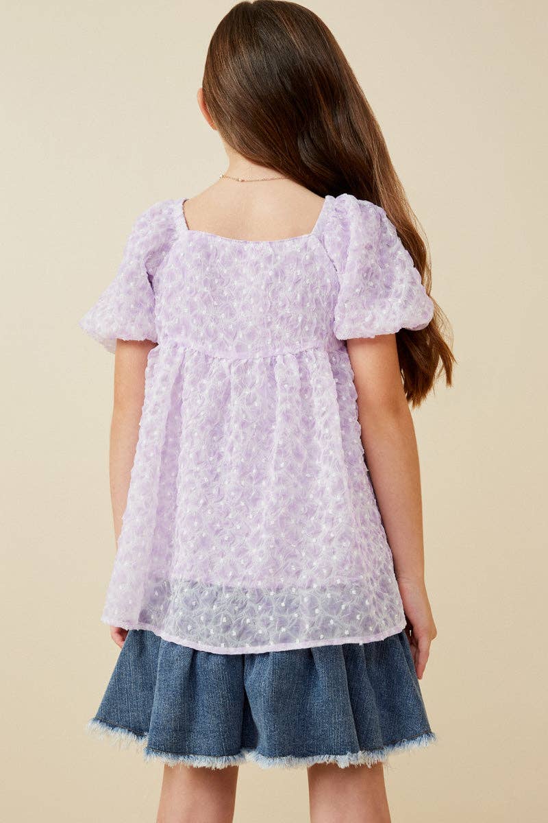 Textured Trumpet Sleeve Top