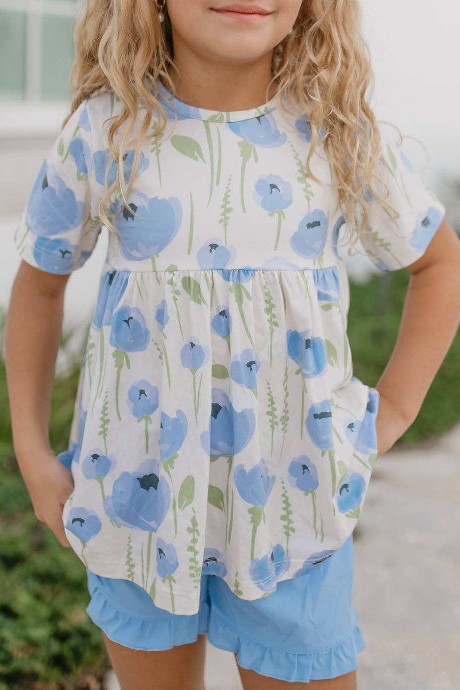 Periwinkle + Floral Pocket Short Set