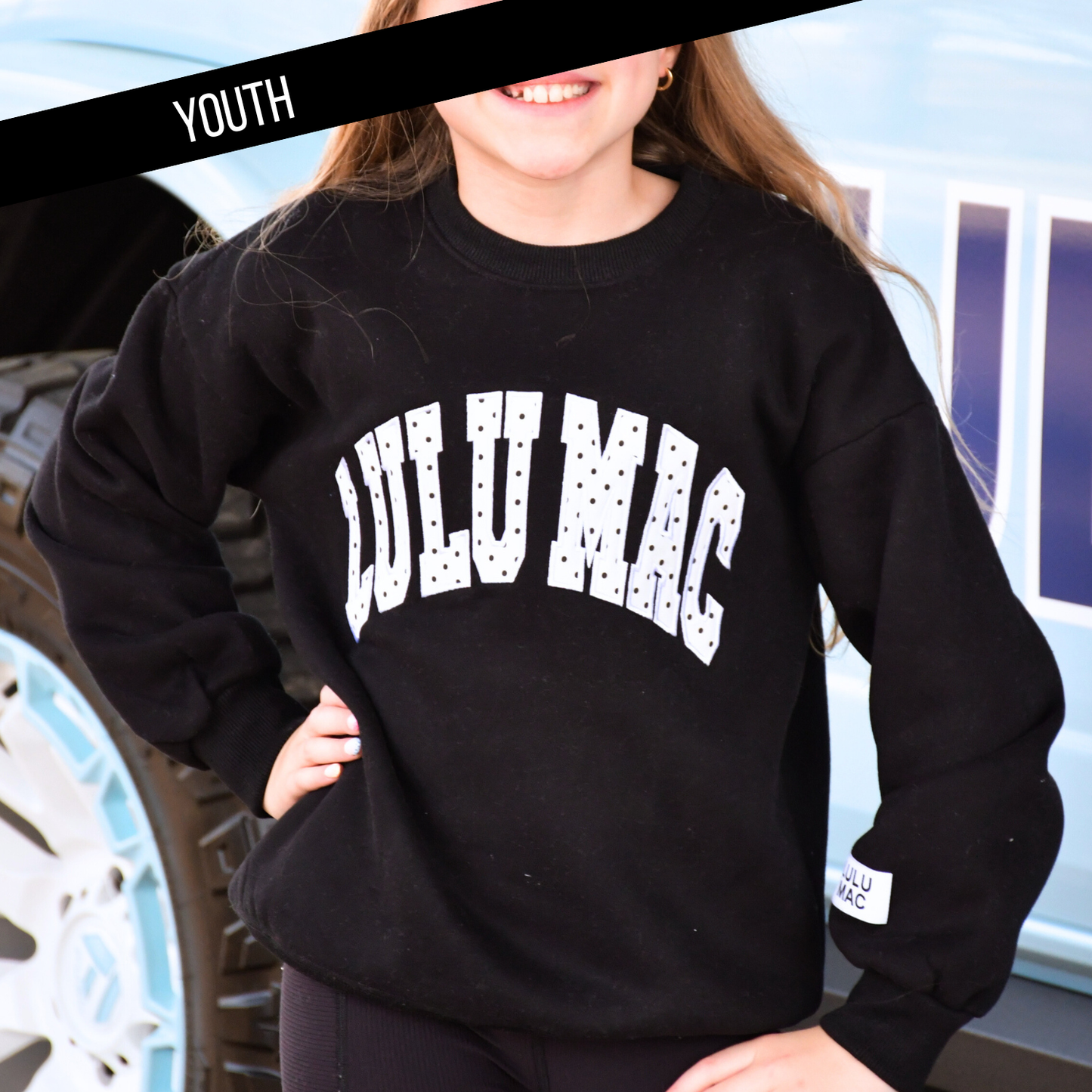 Youth Black/White Polka Dot Stitch