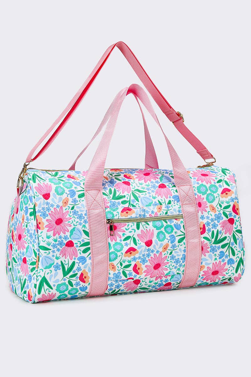 Floral Printed Canvas Duffel Bag