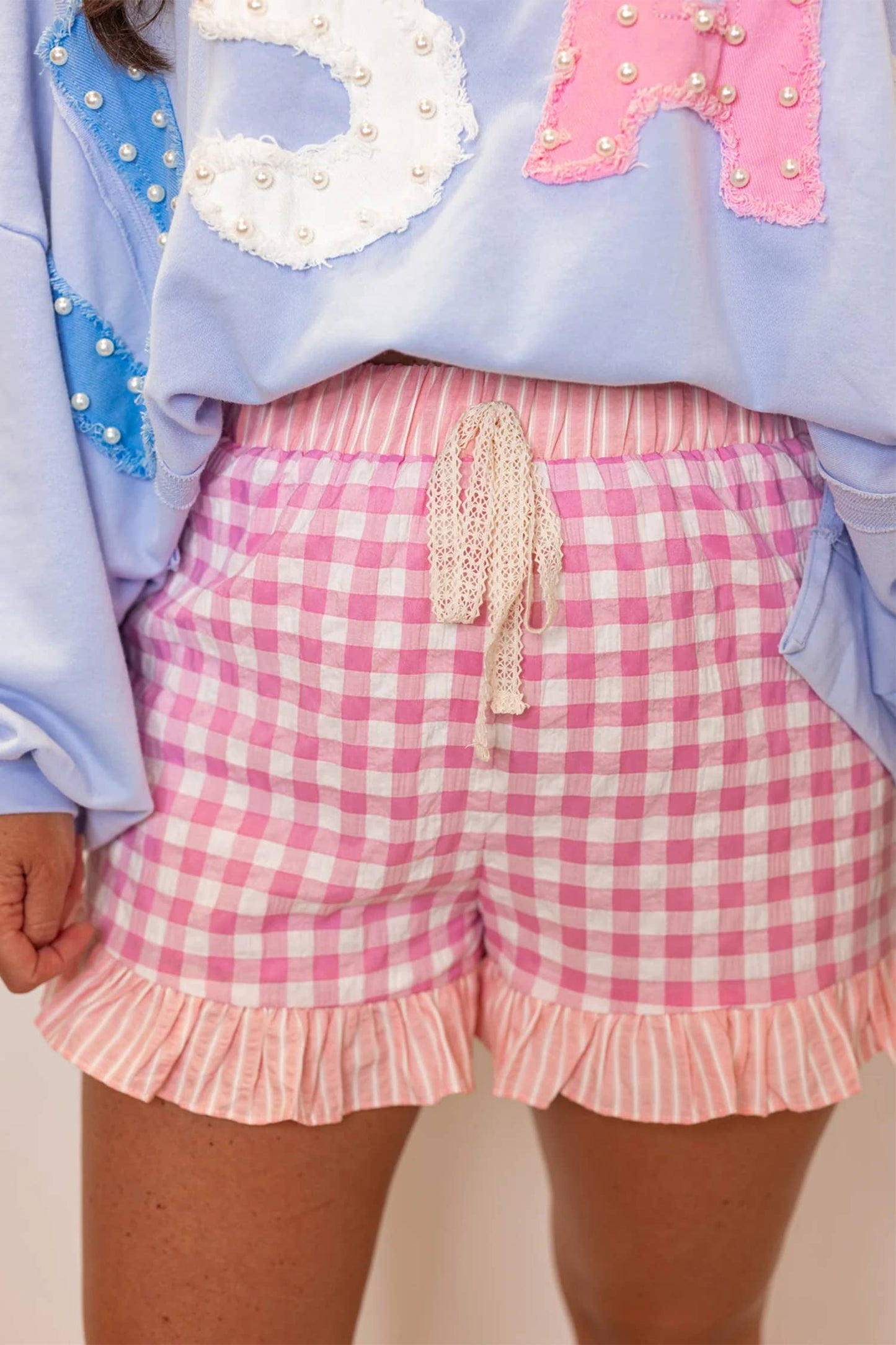 Gingham Ruffled Shorts