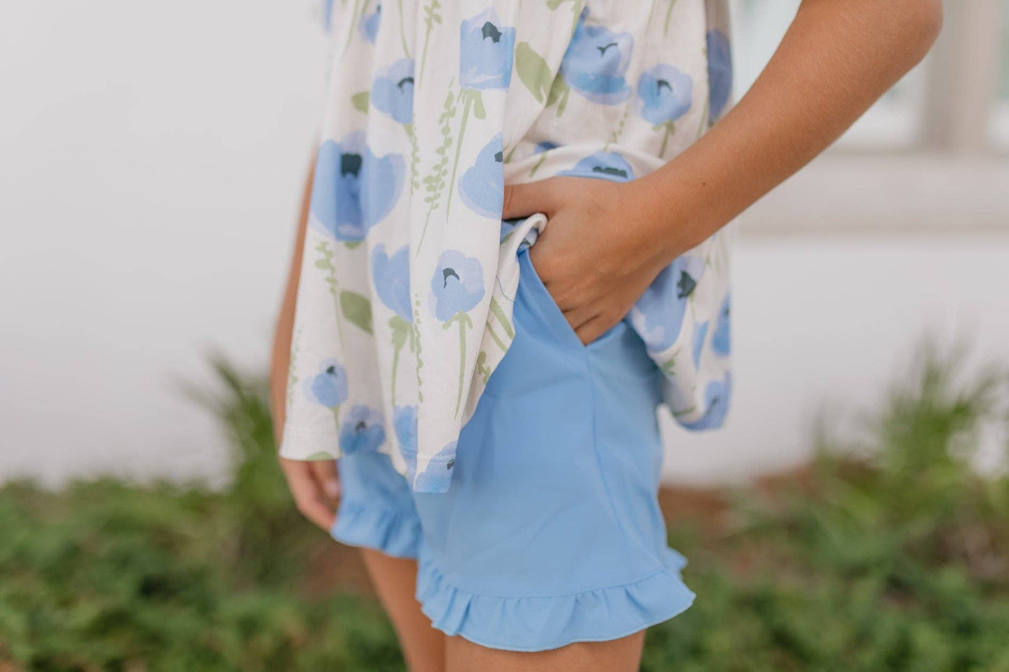 Periwinkle + Floral Pocket Short Set