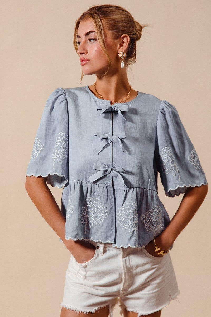 Floral Embroidery Blouse