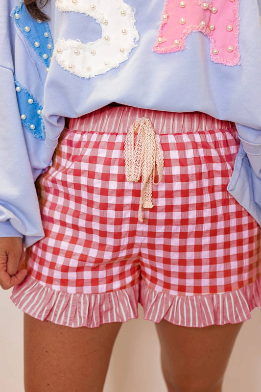 Gingham Ruffled Shorts