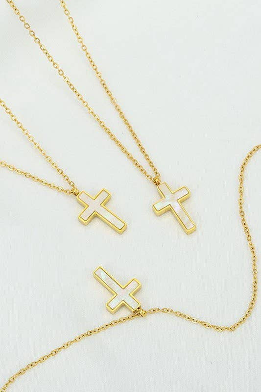 Opal Cross Necklace
