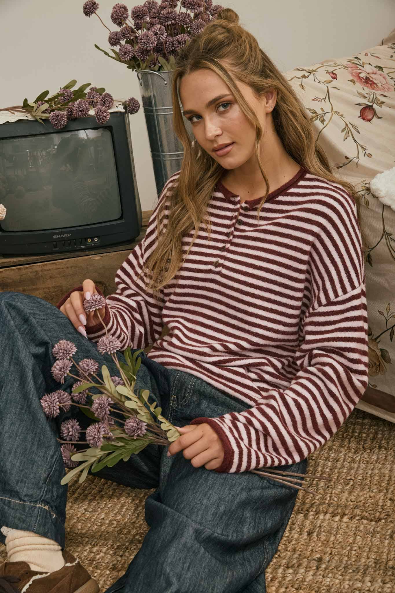 Henley Drop Sleeve Cardigan