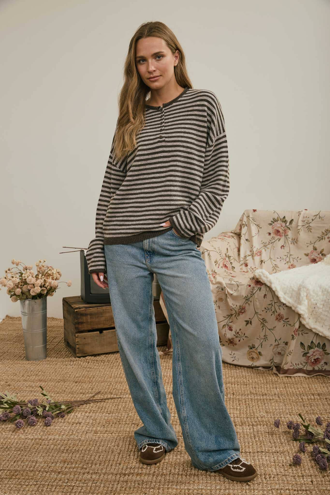 Henley Drop Sleeve Cardigan