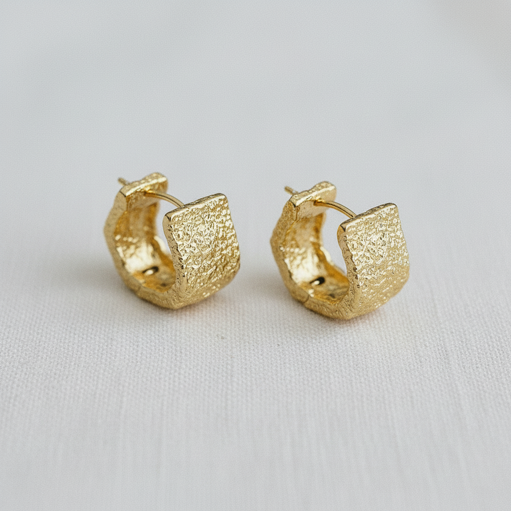 Vintage Hammered Hoop Earrings