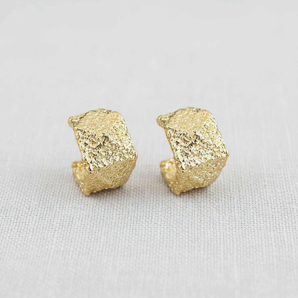 Vintage Hammered Hoop Earrings