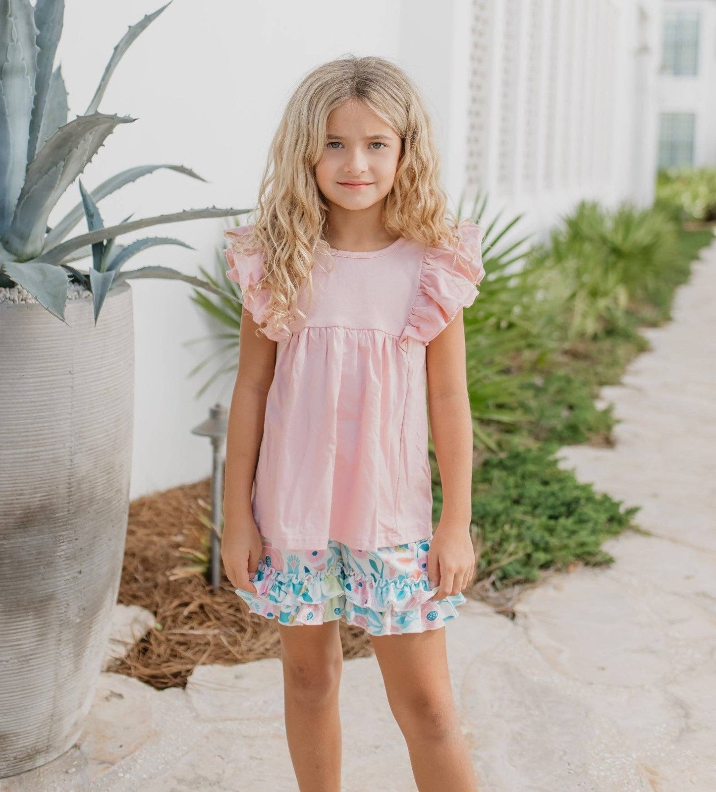 Ruffles + Floral Short Set