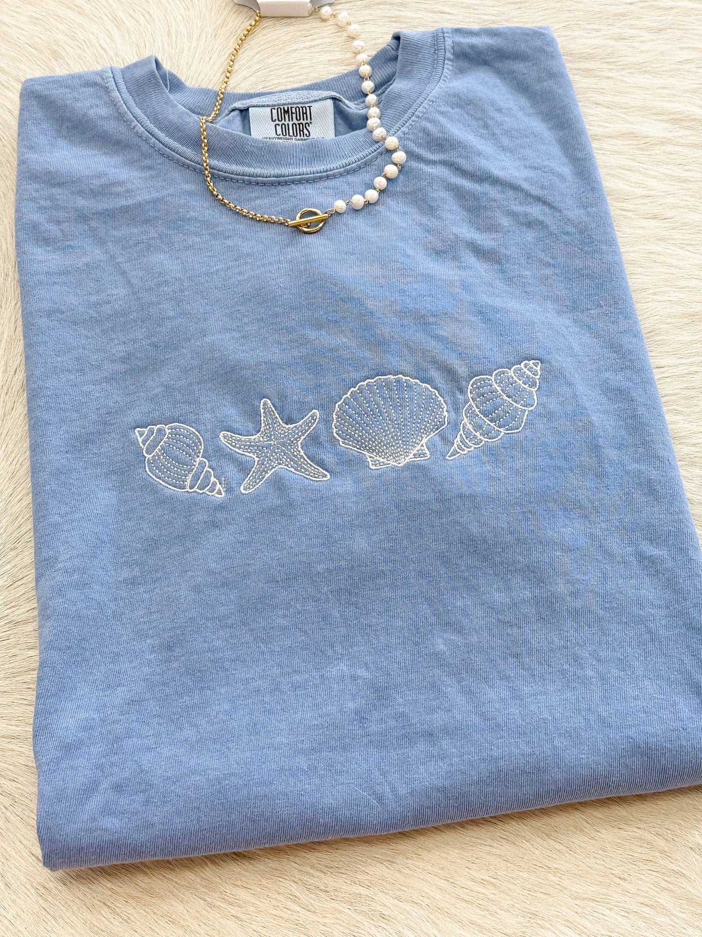 Youth Seashell Embroidered Tee