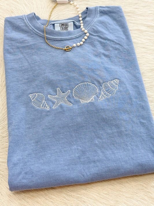 Adult Seashell Embroidered Tee