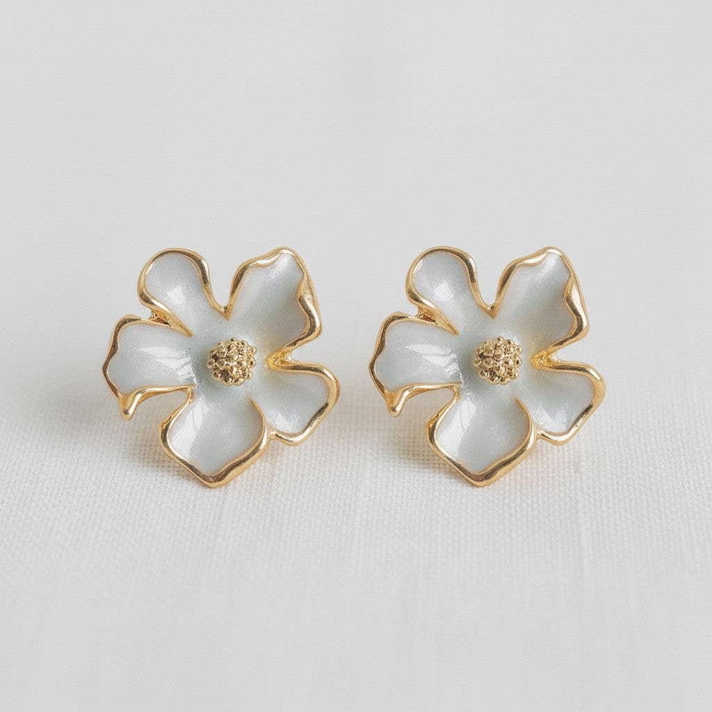 French Gardenia Stud Earrings