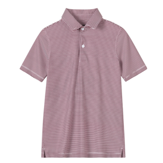 Micro Striped Polo - Maroon + White