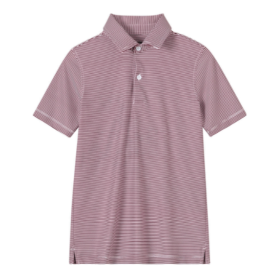 Micro Striped Polo - Maroon + White