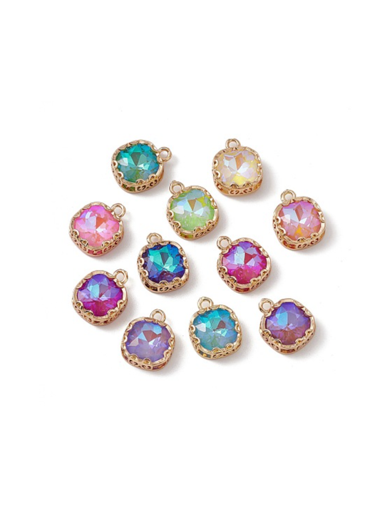 Gold Square Glass Charm