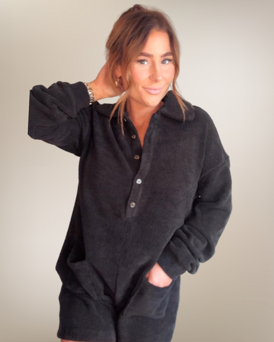 Comfy in Black Romper