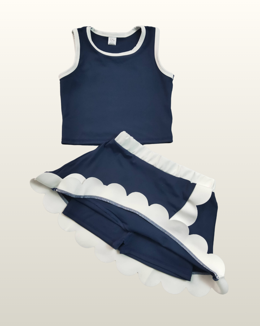 Youth Navy + White Scallop Set