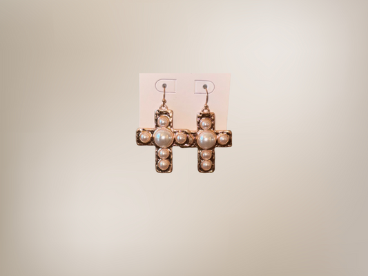 Cross with Pearls Earring