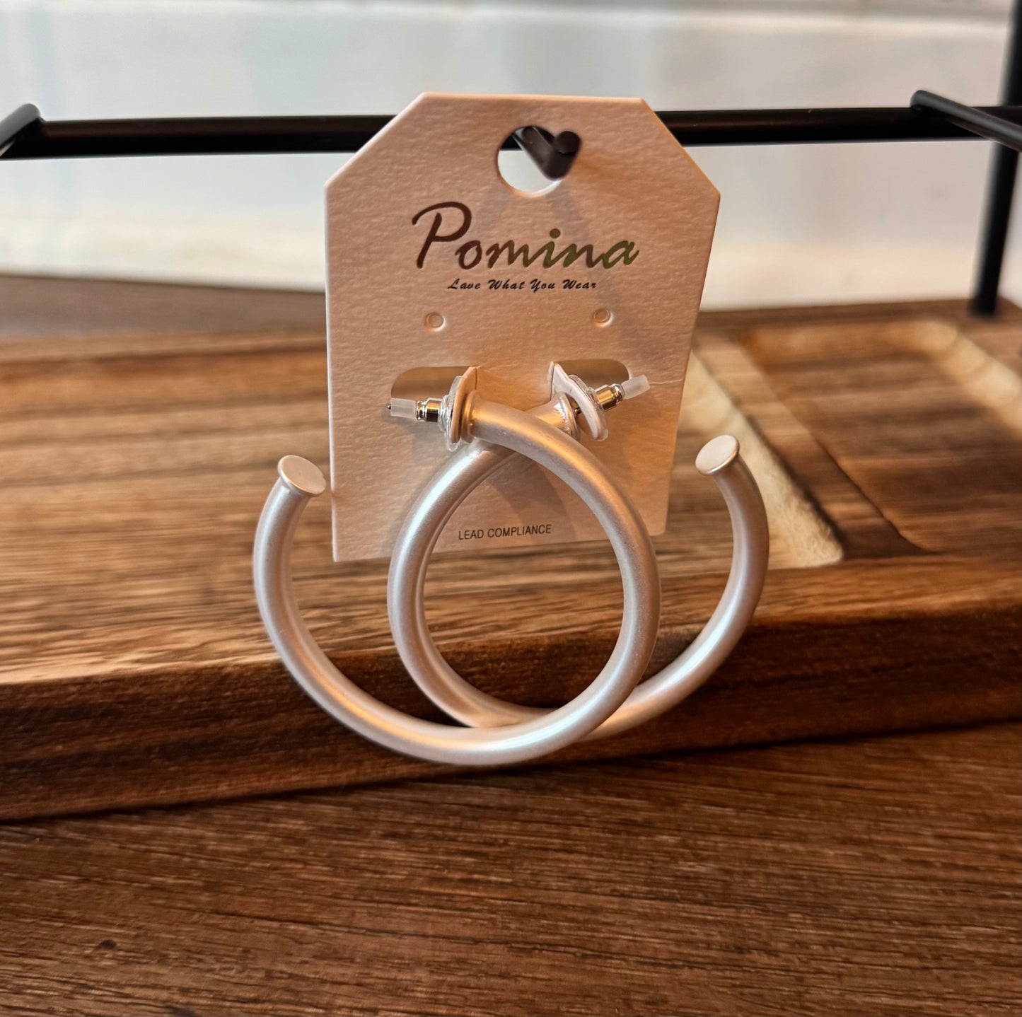 Satin Silver Hoops