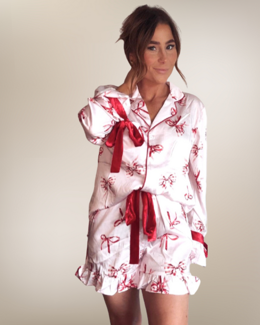 Candy Cane Bow PJ Set