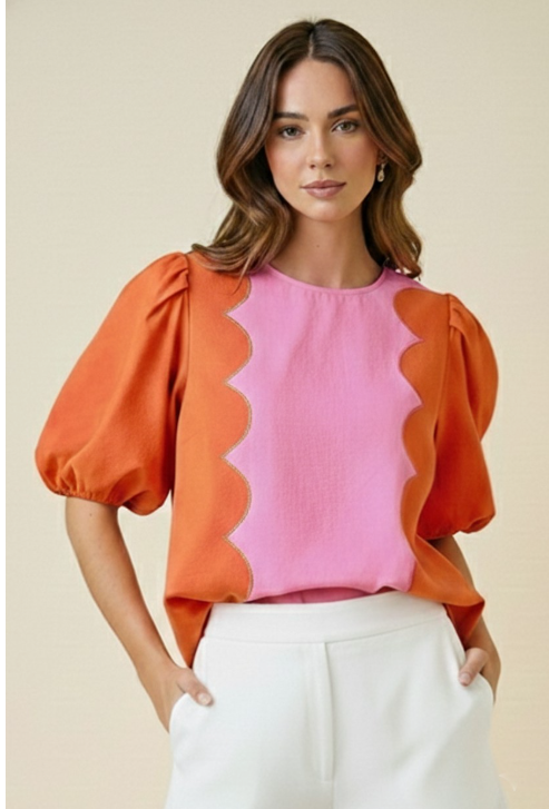 Romantic Glam Scallop Blouse