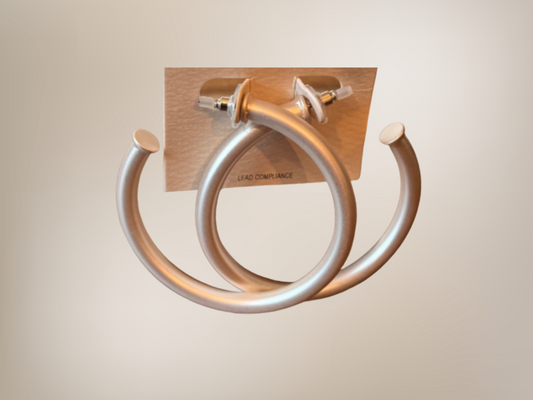 Satin Silver Hoops