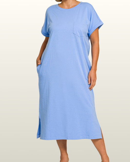 Sky Breeze Pocket Midi Dress