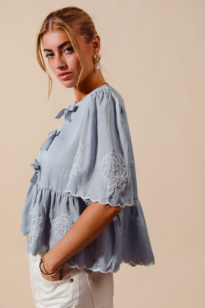 Floral Embroidery Blouse