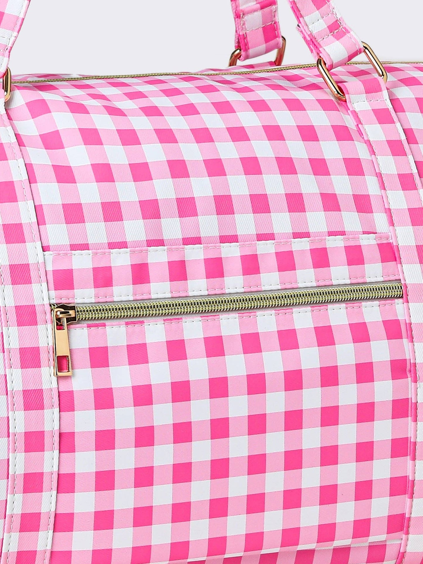 Pink Checkered Canvas Travel Bag