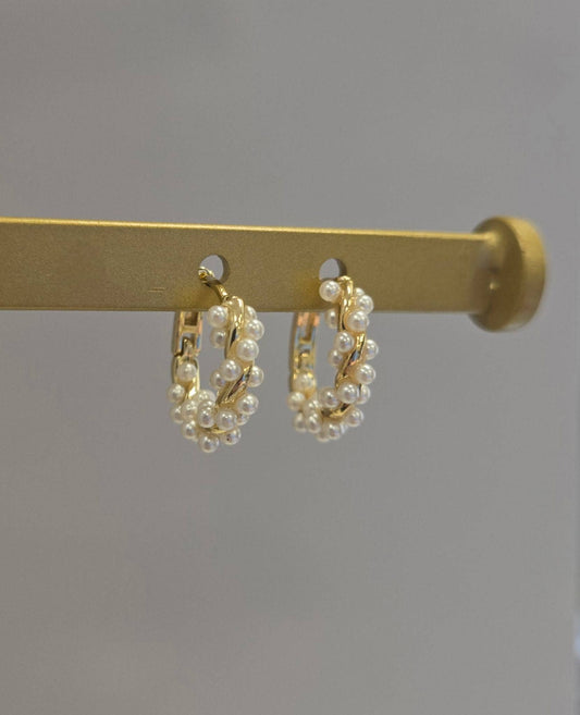 Pearl Studded Hoops