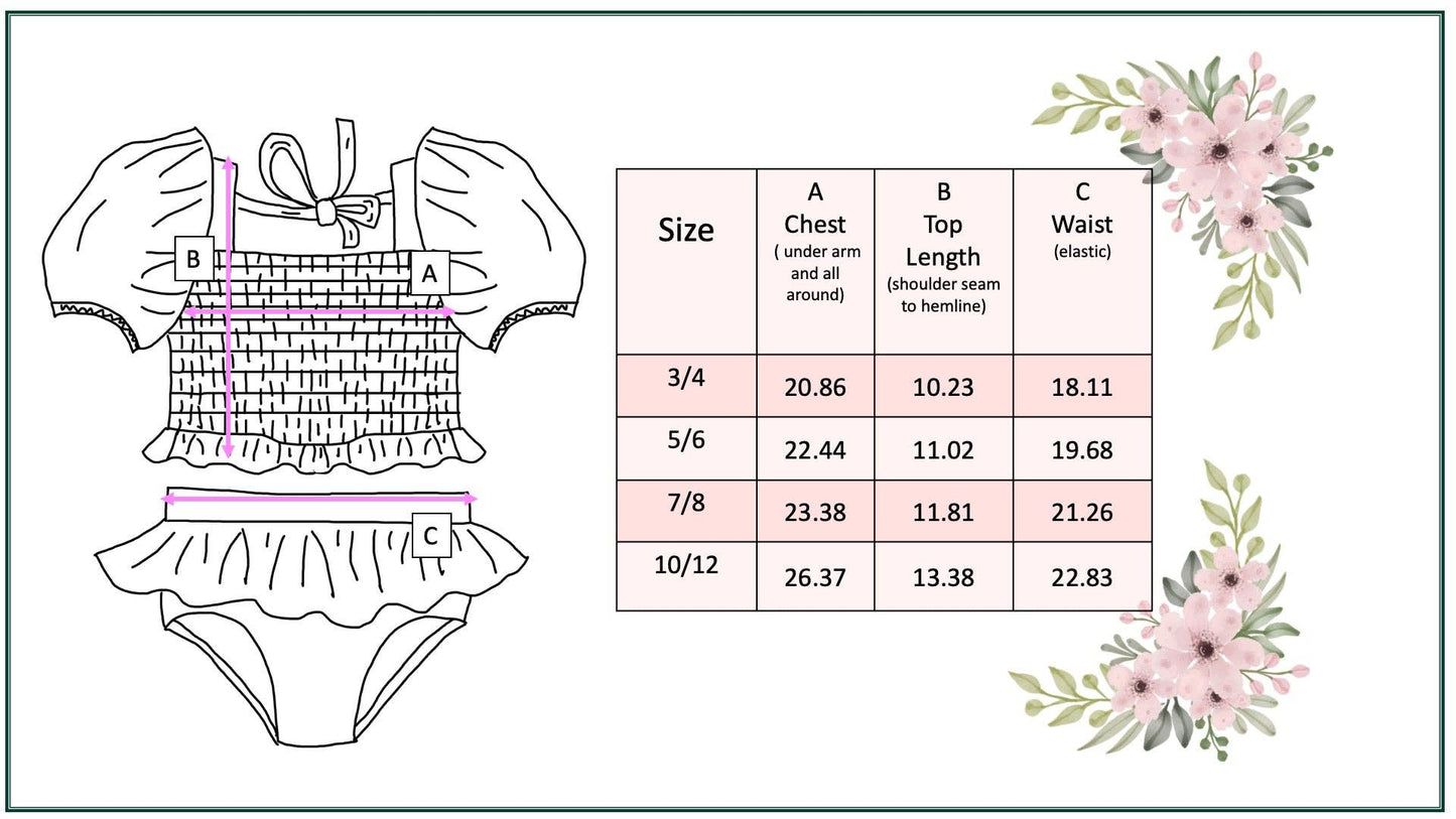 Retro Checkered Flower Power 2 Piece Skirted Swimsuit