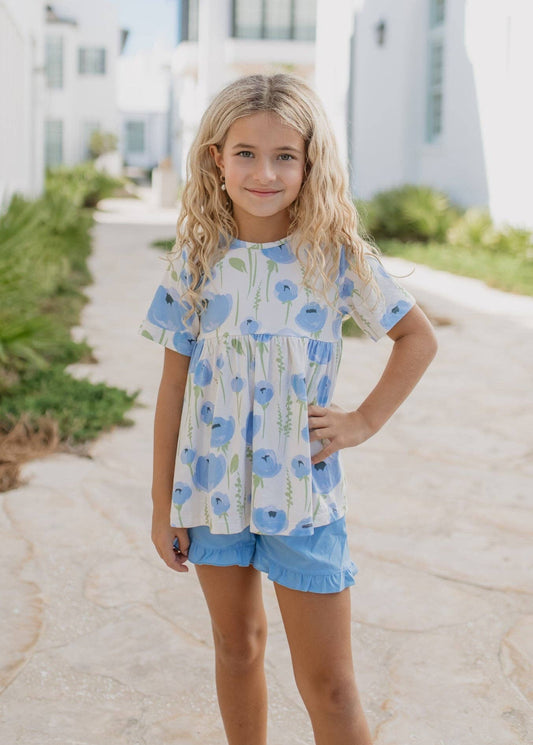 Periwinkle + Floral Pocket Short Set