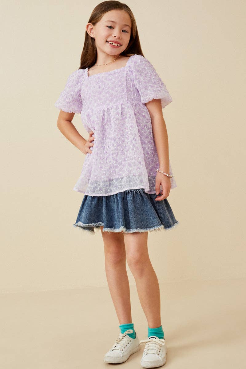 Textured Trumpet Sleeve Top