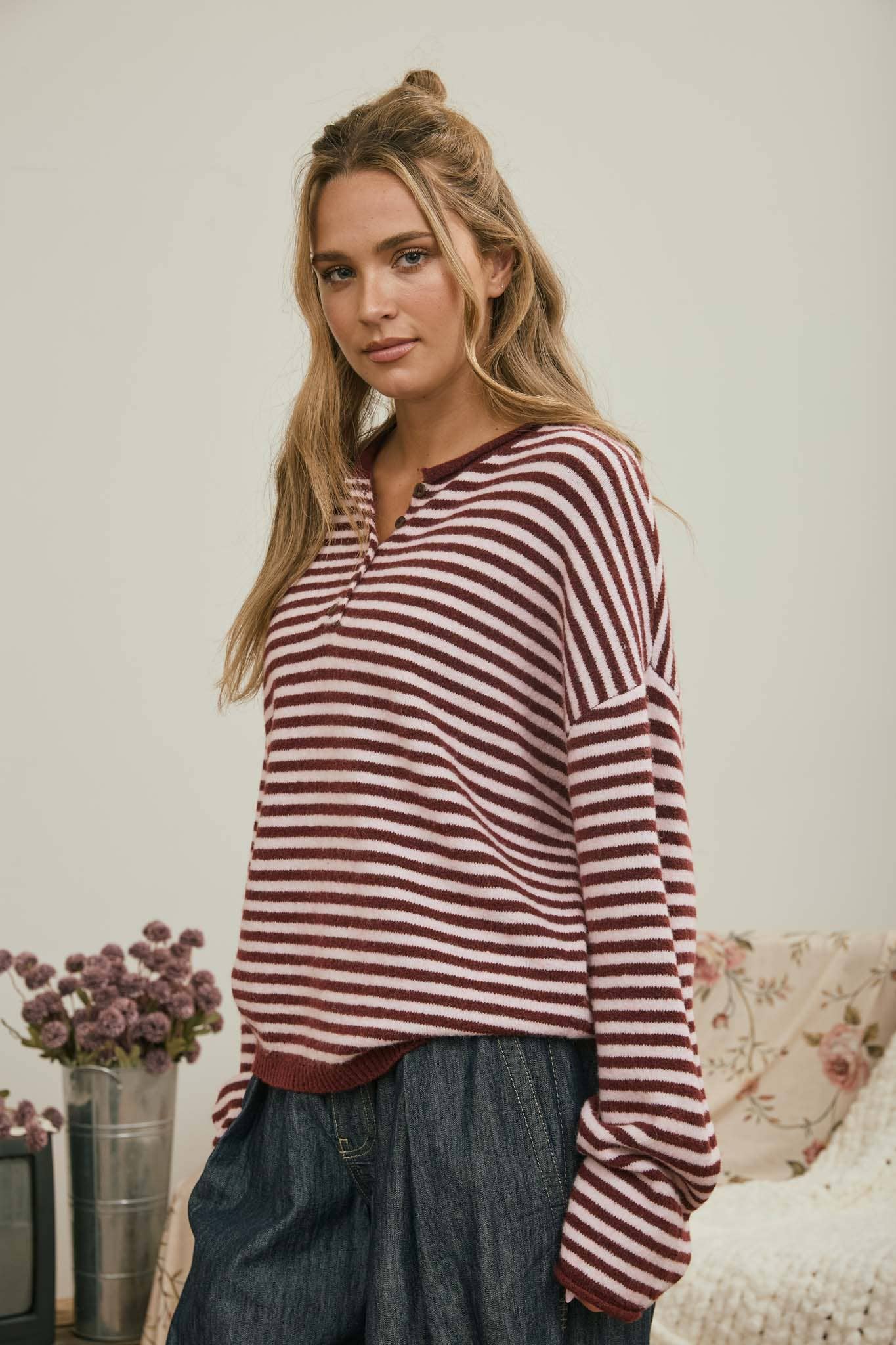 Henley Drop Sleeve Cardigan