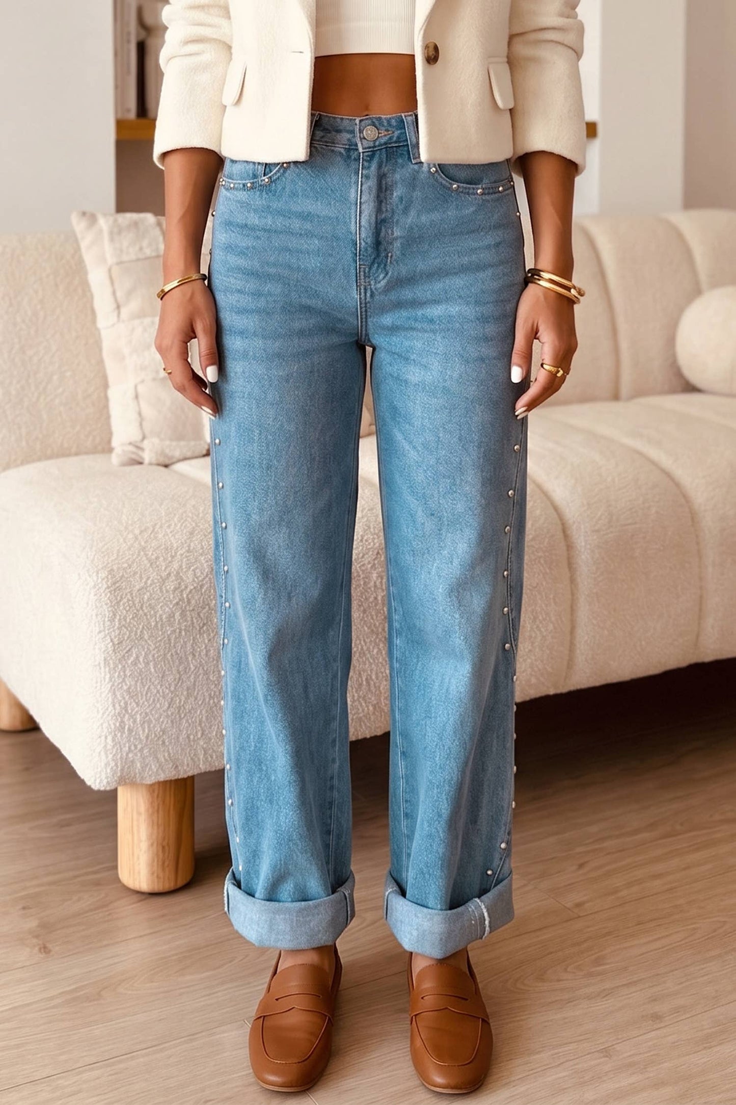 Seam Rivet Jeans