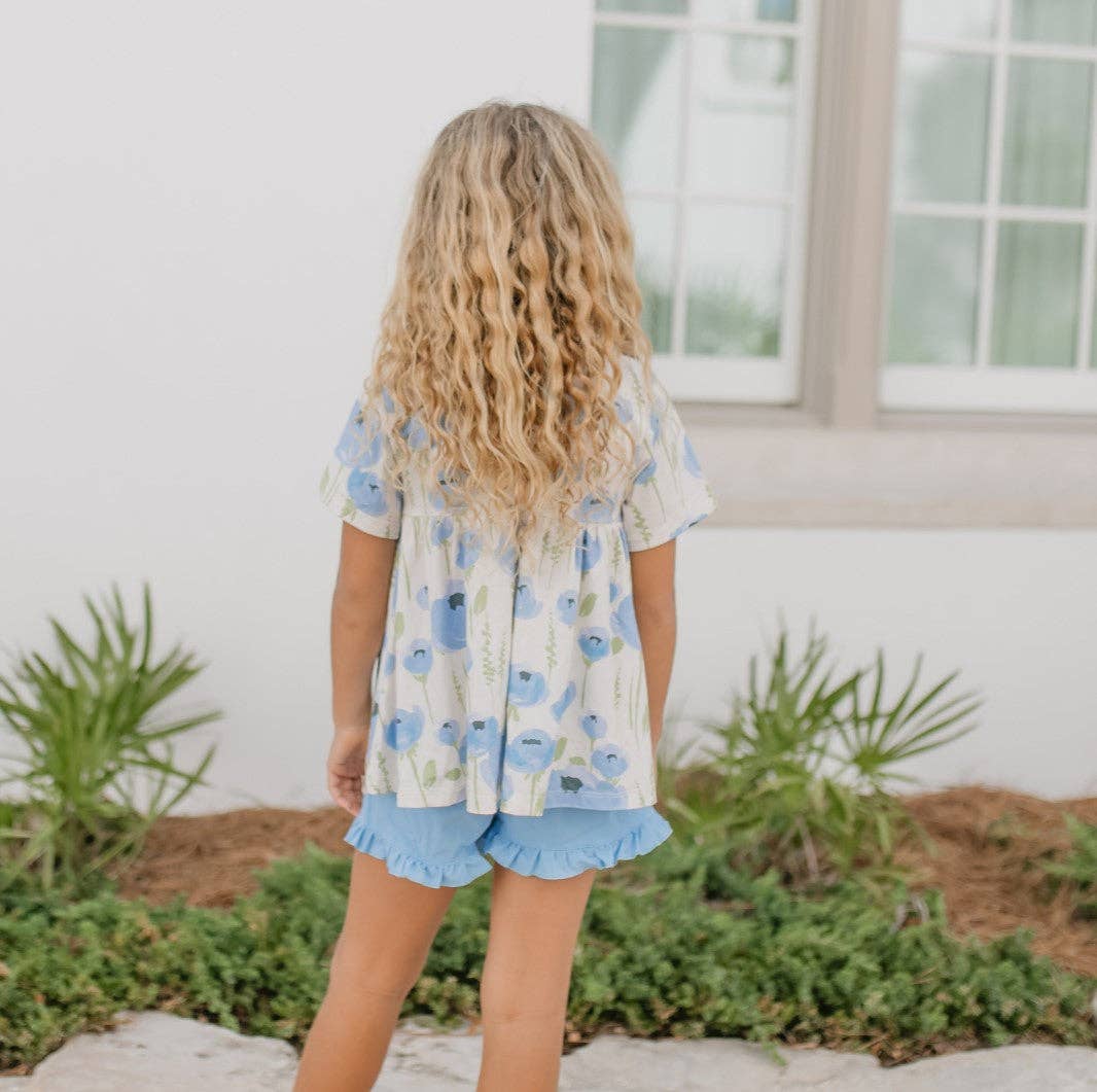 Periwinkle + Floral Pocket Short Set