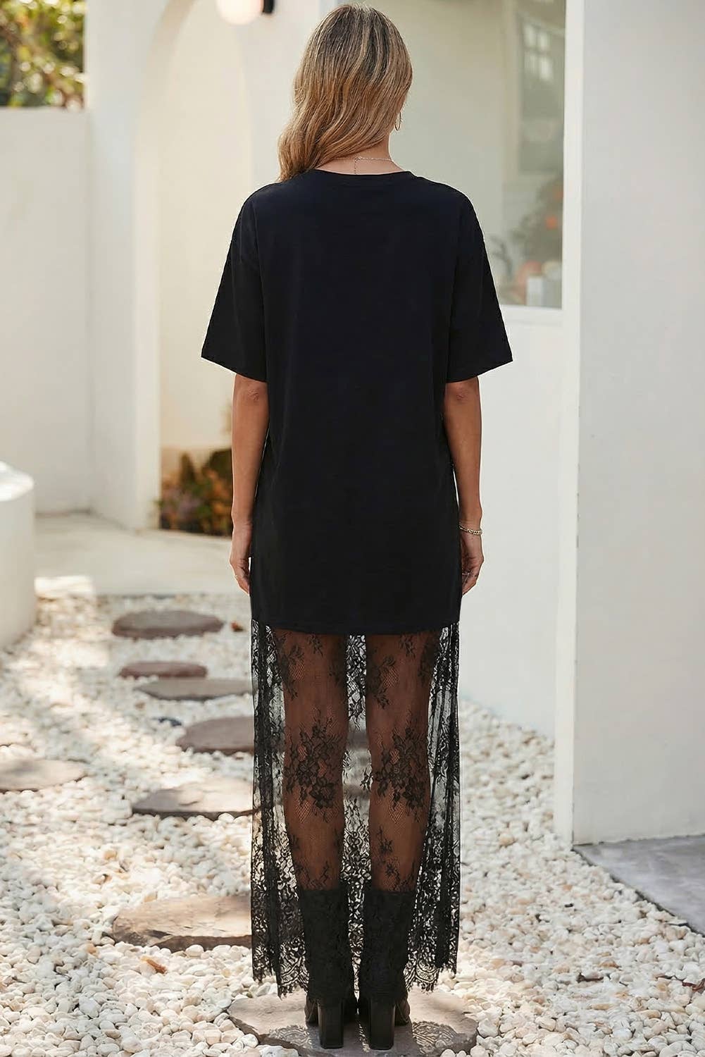 Midnight Lace Maxi Tee Dress