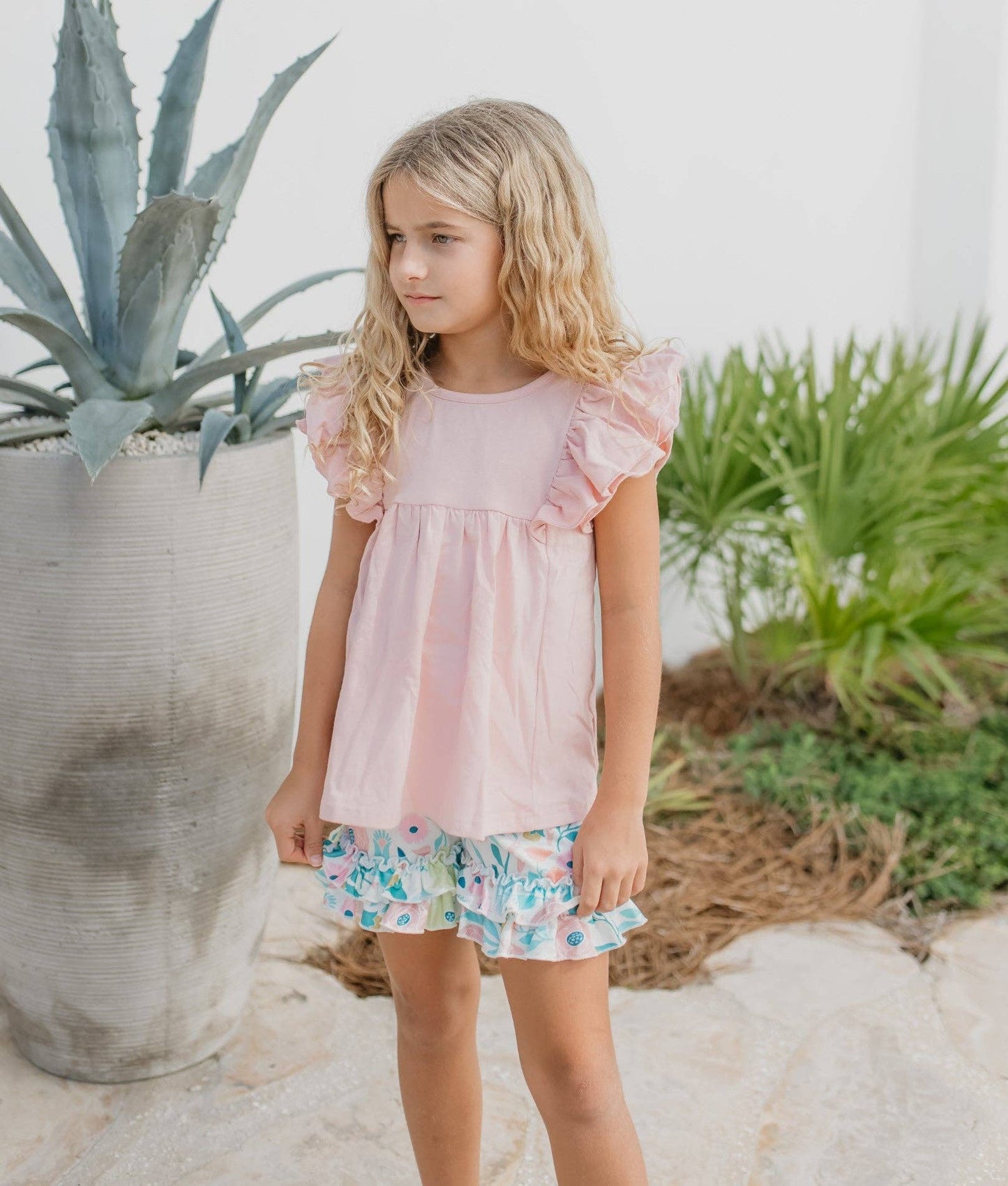 Ruffles + Floral Short Set