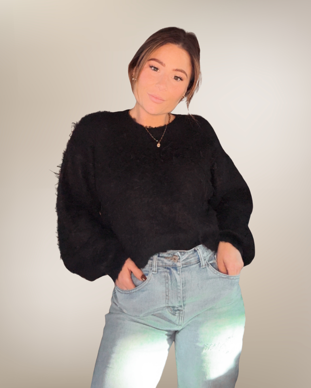 Feelin' all Black & Fuzzy Sweater