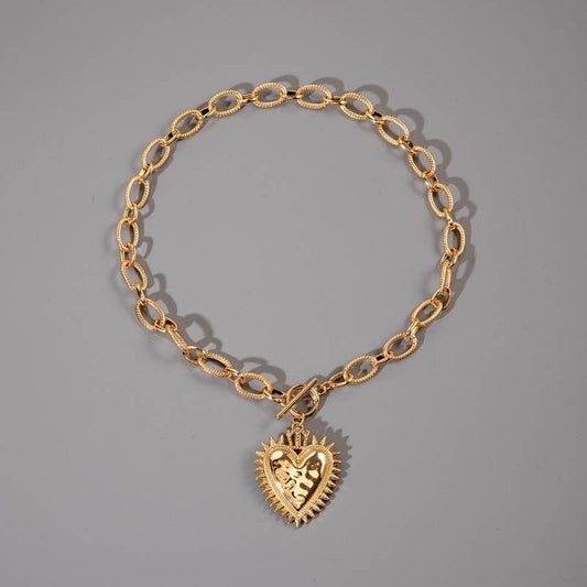 Spiked Heart Chunky Necklace