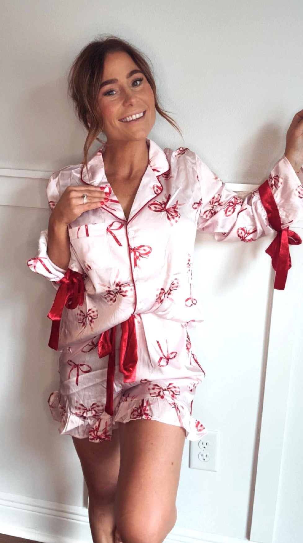 Candy Cane Bow PJ Set