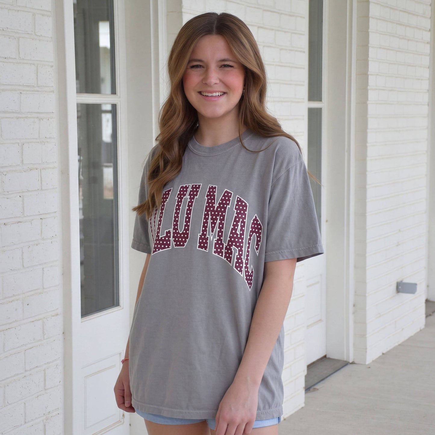 Lulu Mac Maroon/White Polka Dot