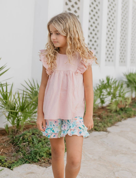 Ruffles + Floral Short Set