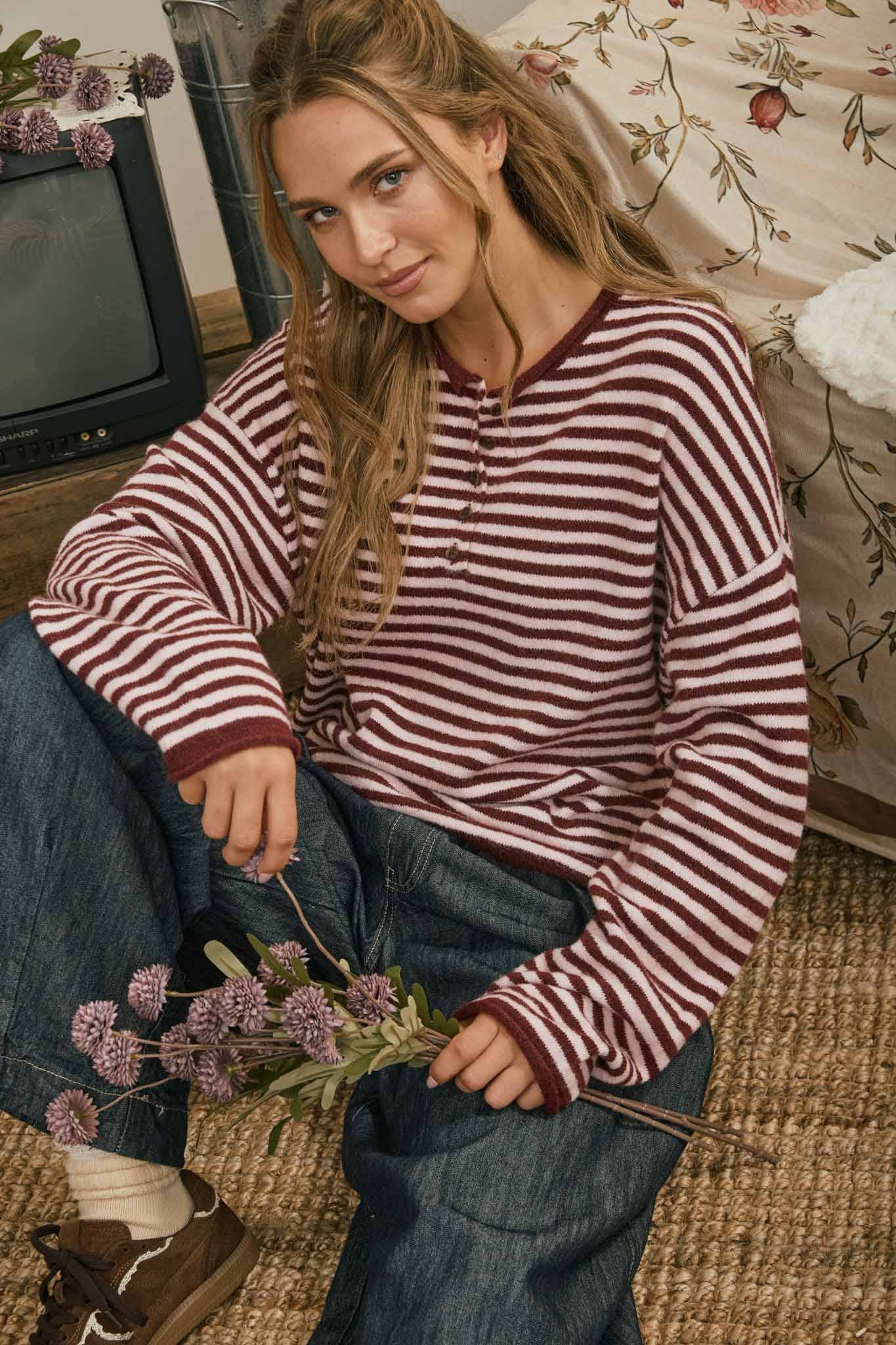 Henley Drop Sleeve Cardigan